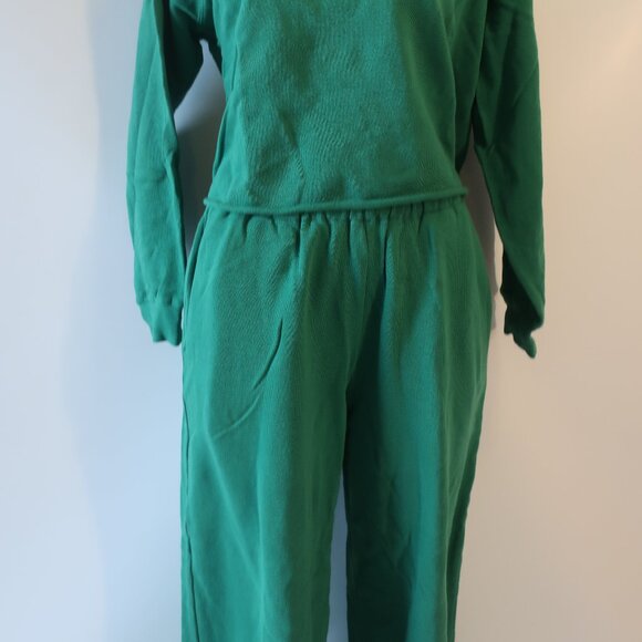 Womens The Westside Green 2-Pc Set Cropped Sweatshirt/M Wide-Leg Pants/S - Picture 4 of 15